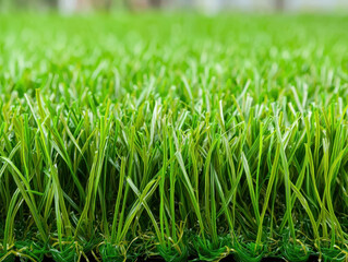 Obraz premium Lush artificial grass lawn with vibrant green blades