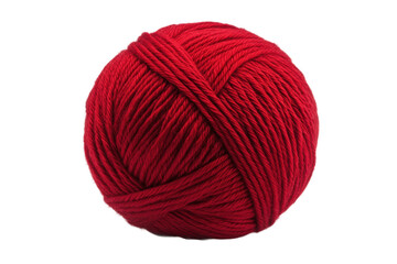 Bright red yarn ball with textured threads, cut out