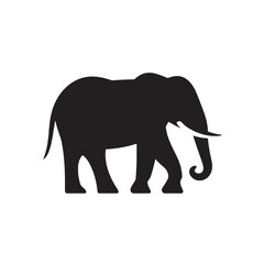 Fototapeta premium Elephant silhouette vector illustration standing in the wild with tusks and trunk
