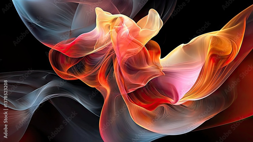 Poster fiery red streaks blending into deep black shadows, creating a dramatic abstract backdrop