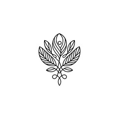 Elegant Line Art Floral Logo on White Background