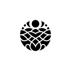 Abstract Geometric Orb Logo, Minimalist Black and White Design