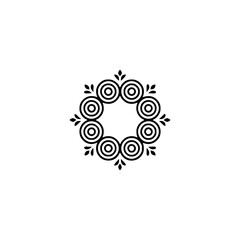 Minimalist Circular Floral Pattern - Black and White Design