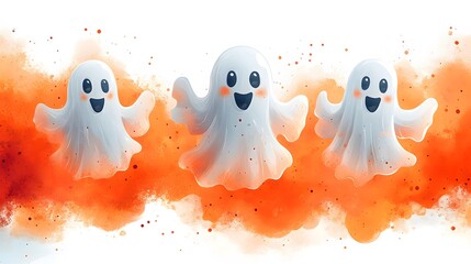 Obraz premium A set of adorable ghost wall stickers floating in a playful Halloween design