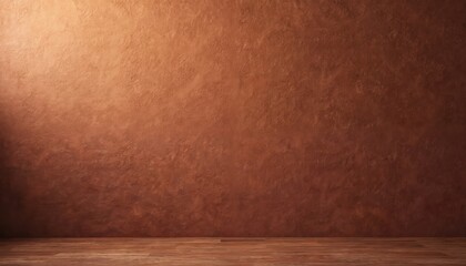 Textured brown wall with warm tones, ideal for design photography backdrop. Abstract background evokes cozy feeling, rustic with sunlight. Interior design element. Perfect for product placement,