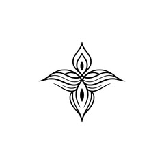 Minimalist Black Floral Element on Off-White - Decorative Design