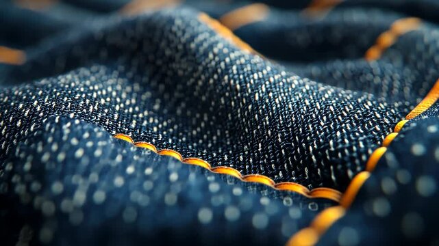 Close-up view of denim fabric texture