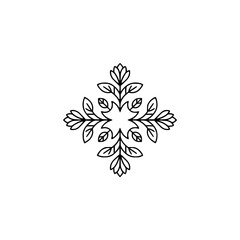 Geometric Leaf Ornament on White: Minimalist, Floral Line Art Design