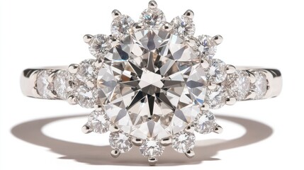 Fototapeta premium Stunning Diamond Halo Engagement Ring