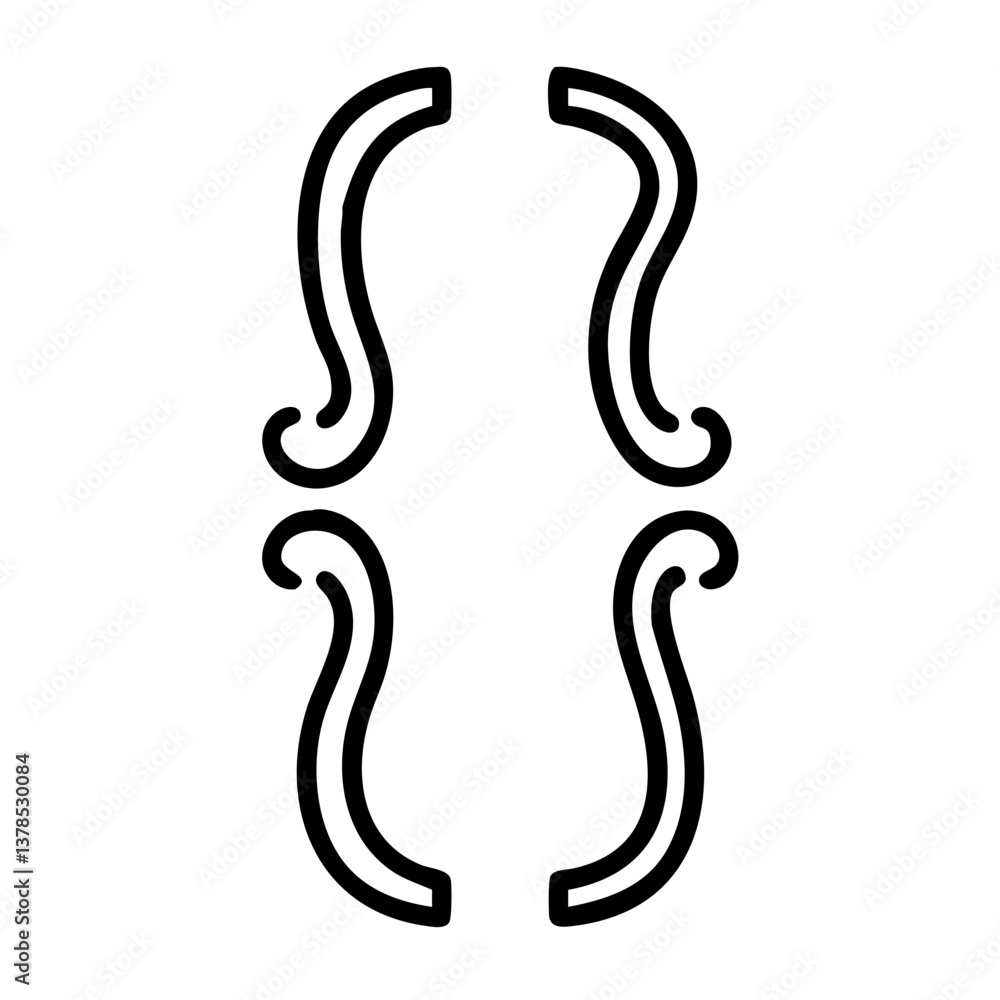 Poster decorative curly bracket shapes in minimalistic style