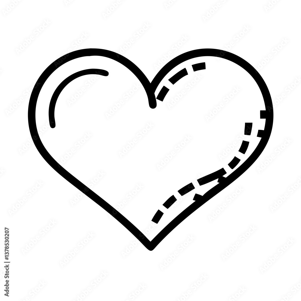 Poster heart with clean lines and shapes in minimalist style