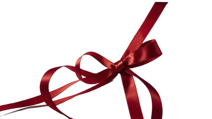 A curly red ribbon for Christmas and birthday present banner isolated against a white background.