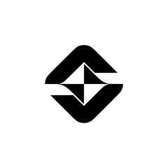 Geometric Black and White Logo Design: Abstract Arrow Shape