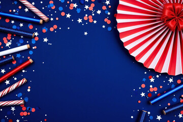 4th of july background with fireworks and stars