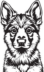 German Shepherd puppy. Hand drawn vector illustration