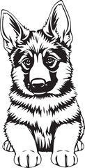 German Shepherd puppy. Hand drawn vector illustration