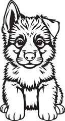 German Shepherd puppy. Hand drawn vector illustration