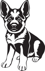 German Shepherd puppy. Hand drawn vector illustration