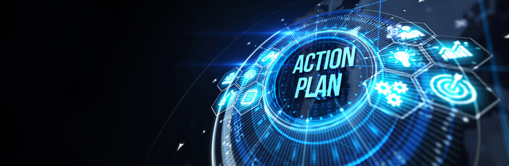 Business, Technology, Internet and network concept. Concept meaning proposed strategy or course of actions for certain time. 3d illustration