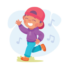 A Joyful Kid is Dancing with Music, expressing happiness and carefree energy through movement