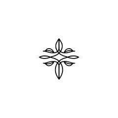 Minimalist Leafy Emblem: Elegant Line Art on Cream Background