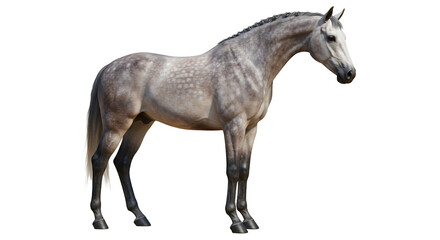 Fototapeta premium Standing Gray Horse in Full View Isolated on White Background