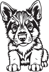 German Shepherd puppy. Hand drawn vector illustration