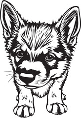 German Shepherd puppy. Hand drawn vector illustration