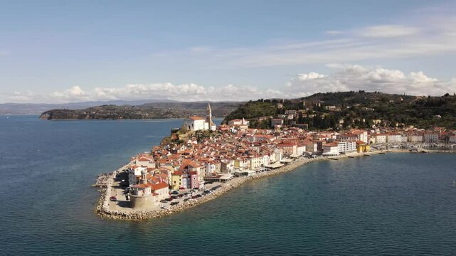 Beautiful aerial view of Piran, Slovenia