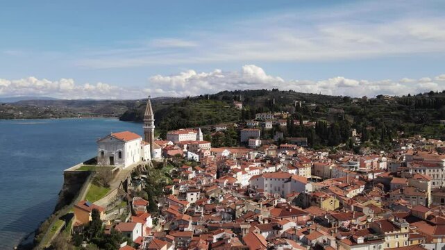 Beautiful aerial view of Piran, Slovenia
