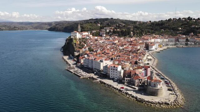 Beautiful aerial view of Piran, Slovenia