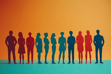 Colorful Silhouettes People Group Unity Success