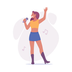 An Energetic Singer is Performing on Stage with a Microphone, Captivating the Audience