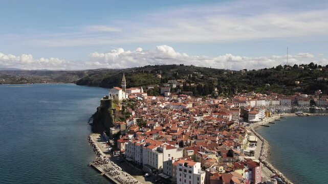 Beautiful aerial view of Piran, Slovenia