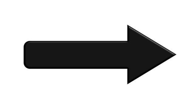 Pfeil als png transparent mit leichtem 3d effekt nach rechts in schwarz