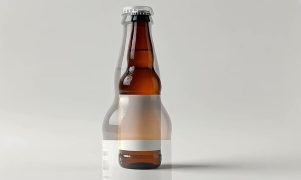 Brown Beer Bottle Mockup with Blank Label: Perfect for Branding and Design