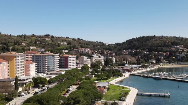Beautiful aerial view of Portorozh Slovenia