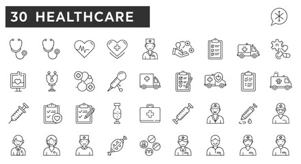 Healthcare icons set.  Medical symbols.