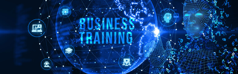 Business, Technology, Internet and network concept. Coaching mentoring education business training development E-learning concept. 3d illustration