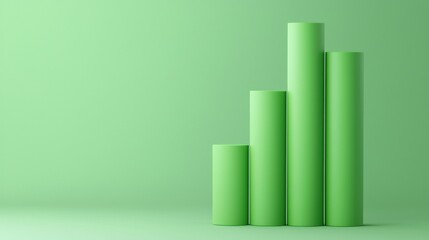 Symbolize of SEO specialist. Green cylindrical bars showing growth on a light green background.