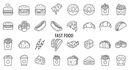 Collection of Fast Food Line Icons