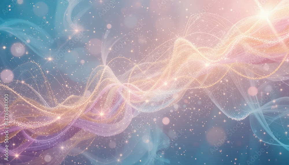 Poster ethereal light waves dancing in motion abstract digital art vibrant colorful background dreamlike at