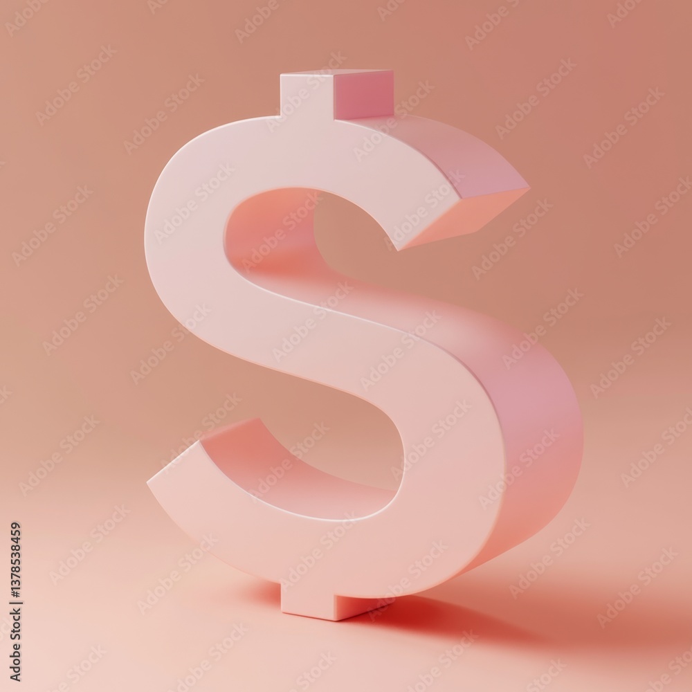 Poster minimalist 3d render of a floating savings symbol on soft background