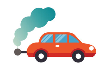 Isolated Orange Car with Blue Smoke, Wheels on Transparent Background