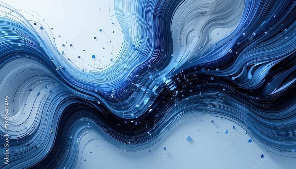 Poster dynamic abstract digital flow virtual space graphic design modern aesthetic close-up motion and flui