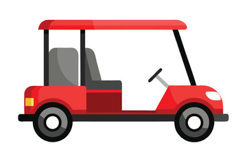 Isolated Simple Flat Red Golf Cart on White Background Stock