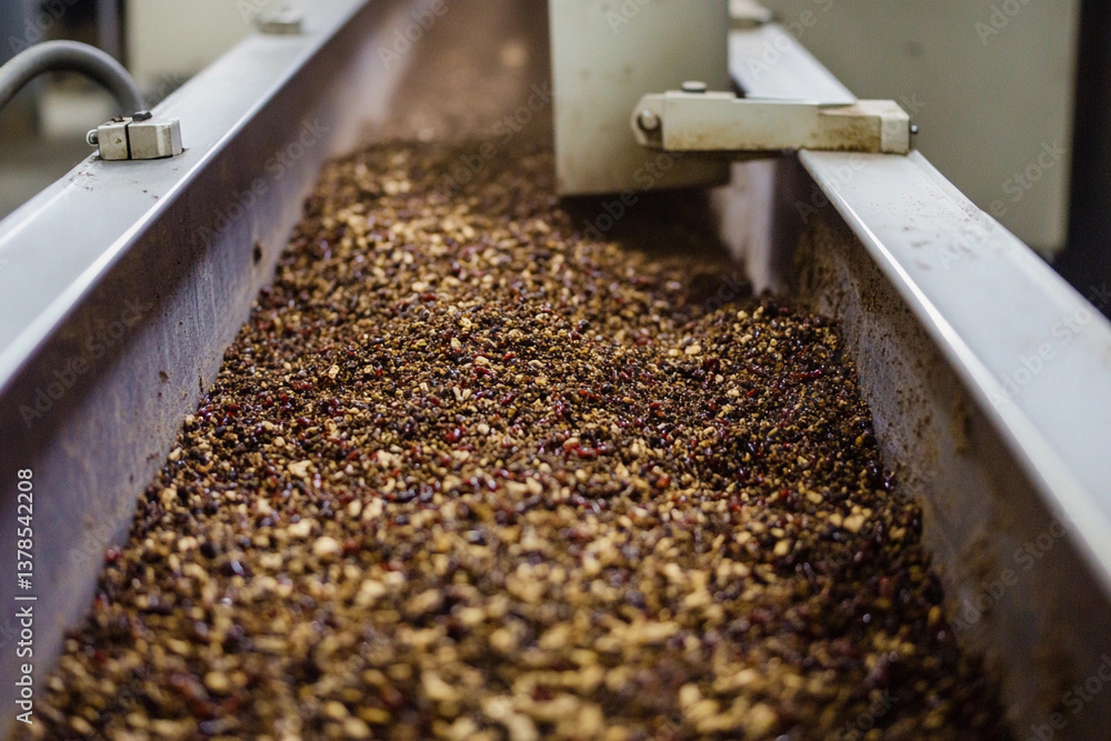 Poster Processing organic materials on a conveyor belt in a facility Generative AI