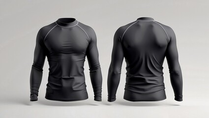 Blank black rash guard front and back mockup
