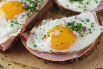 The Strammer Max sandwich, traditional dish in Germany Berlin and Saxon region	