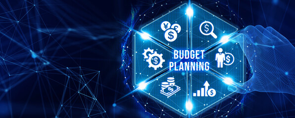 Budget planning business finance concept on virtual screen interface. Business, technology concept. 3d illustration